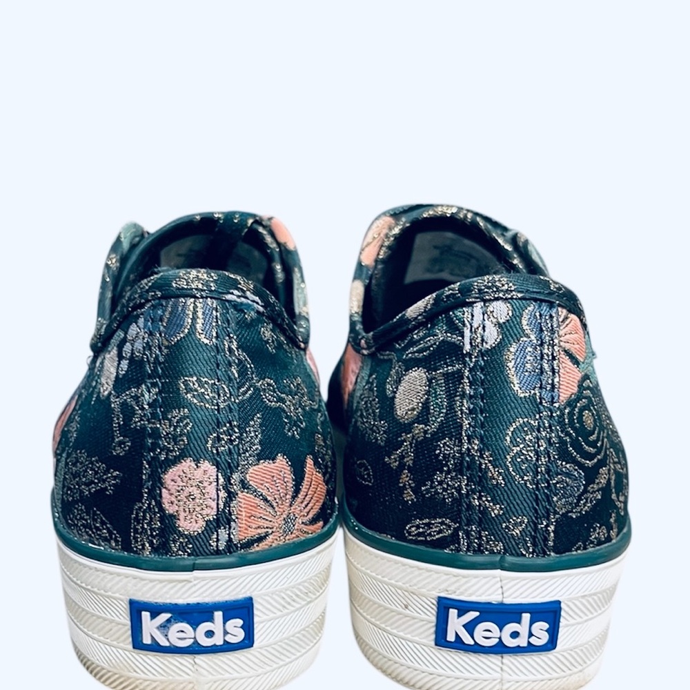 Keds X Rifle Paper Co Womens Floral Sneakers Size 9 Green Gold - Picture 3 of 5